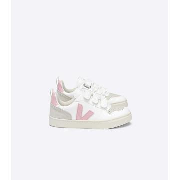 Kids' Veja V-10 STRAPS CWL Shoes White/Pink | ZA 801KOR